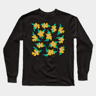 Black yellow flowers Long Sleeve T-Shirt